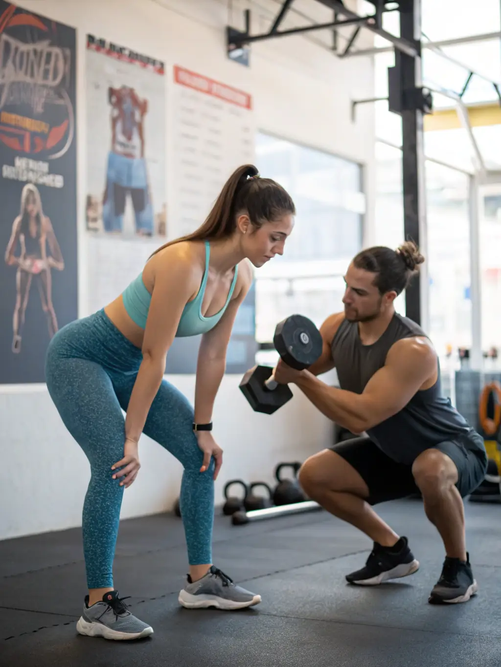 A photo of an individual working with a personal trainer at FITNESS FORME, focusing on proper form and personalized guidance.